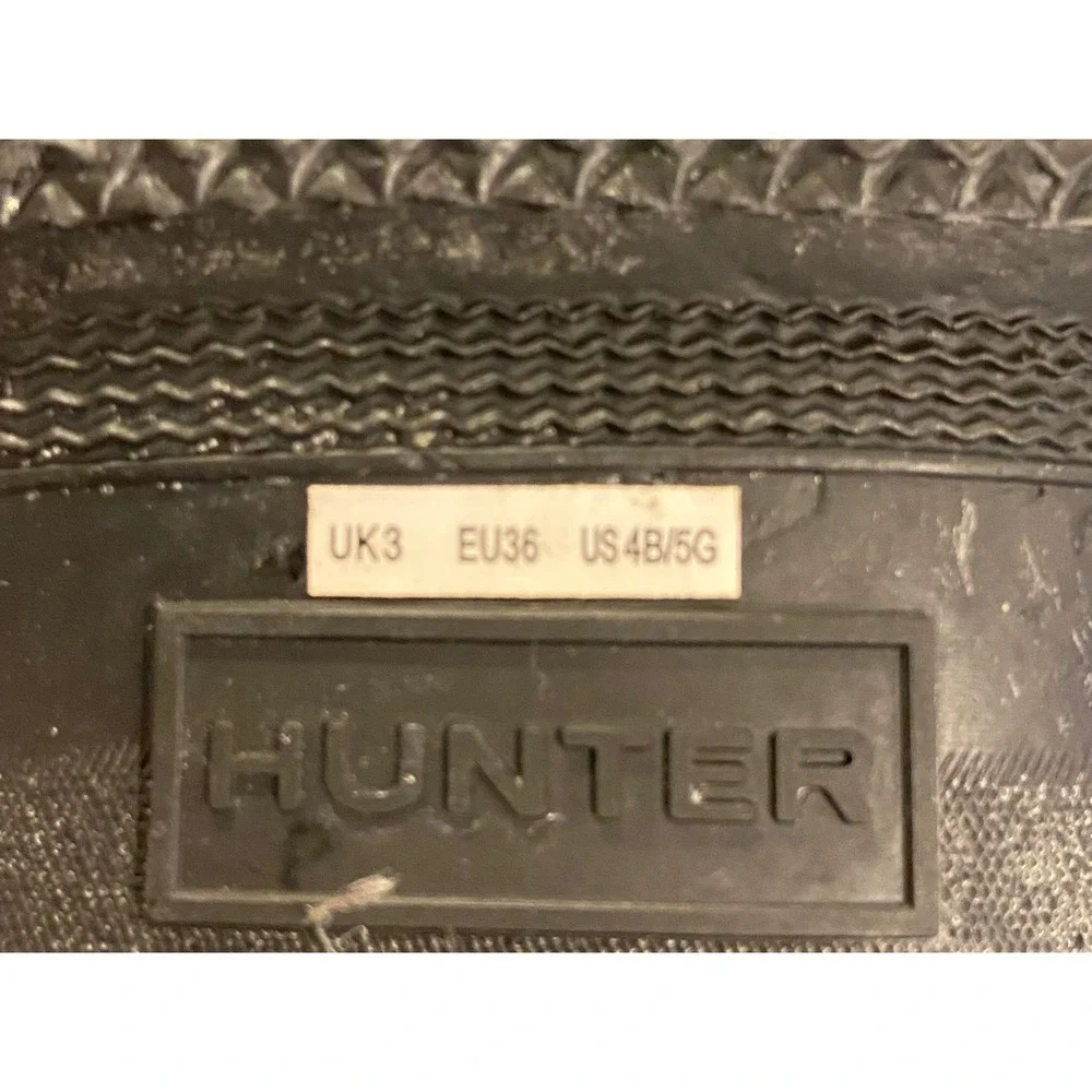 Hunter Kids Tall Rain Boots Black‎ Waterproof Rubber Buckle Boot-Flawed